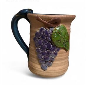 Grapes Studio Pottery Mug Signed GP Vintage. 8 Oz. New